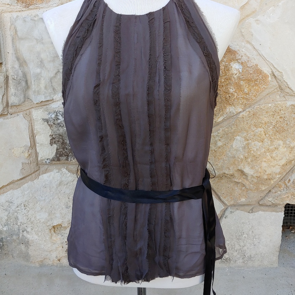 Bebe ladies feminine sheer top size Small